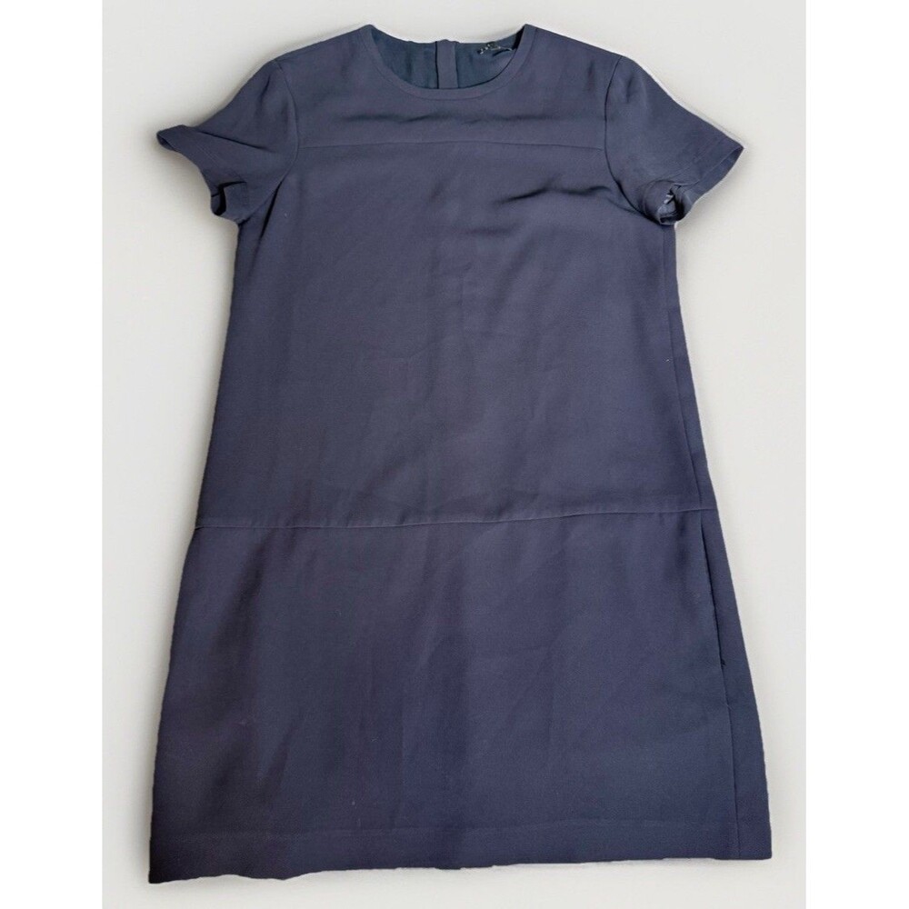 THEORY Eliora Shift Dress Short Sleeve with Pockets Navy size 12